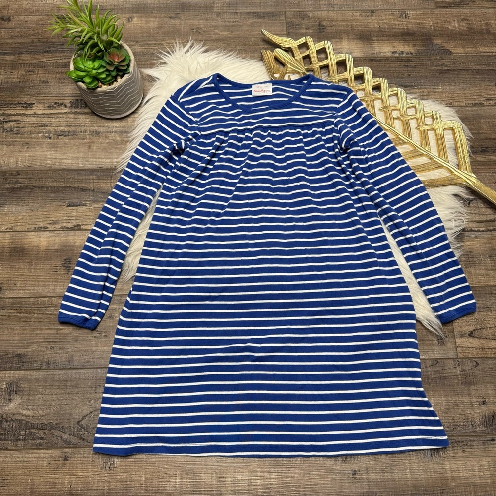 Hanna Andersson Blue White Stripe Long Sleeve Dress